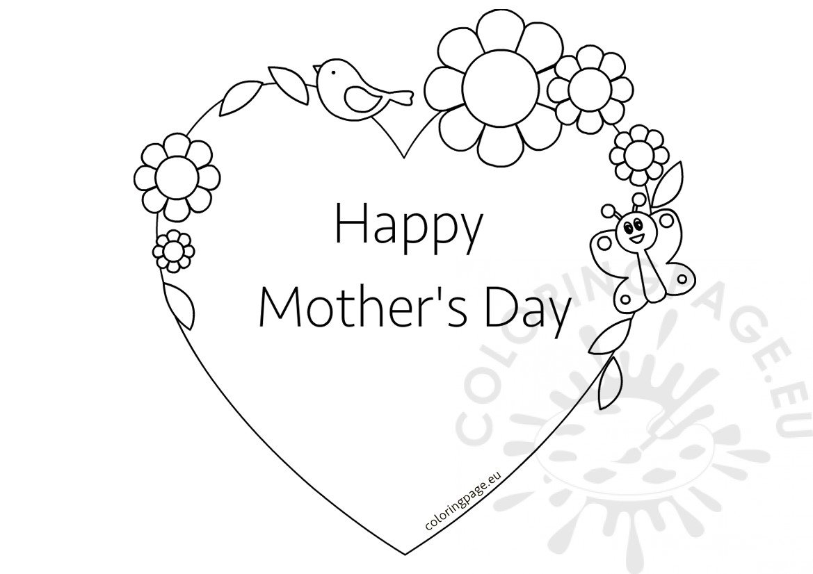 Mother's Day coloring page Heart shaped frame | Coloring Page