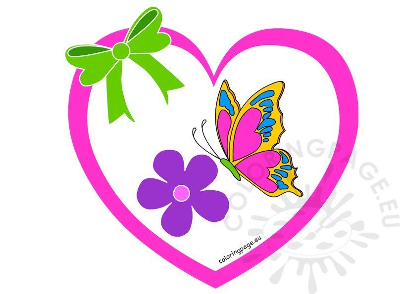 heart with flower and butterfly