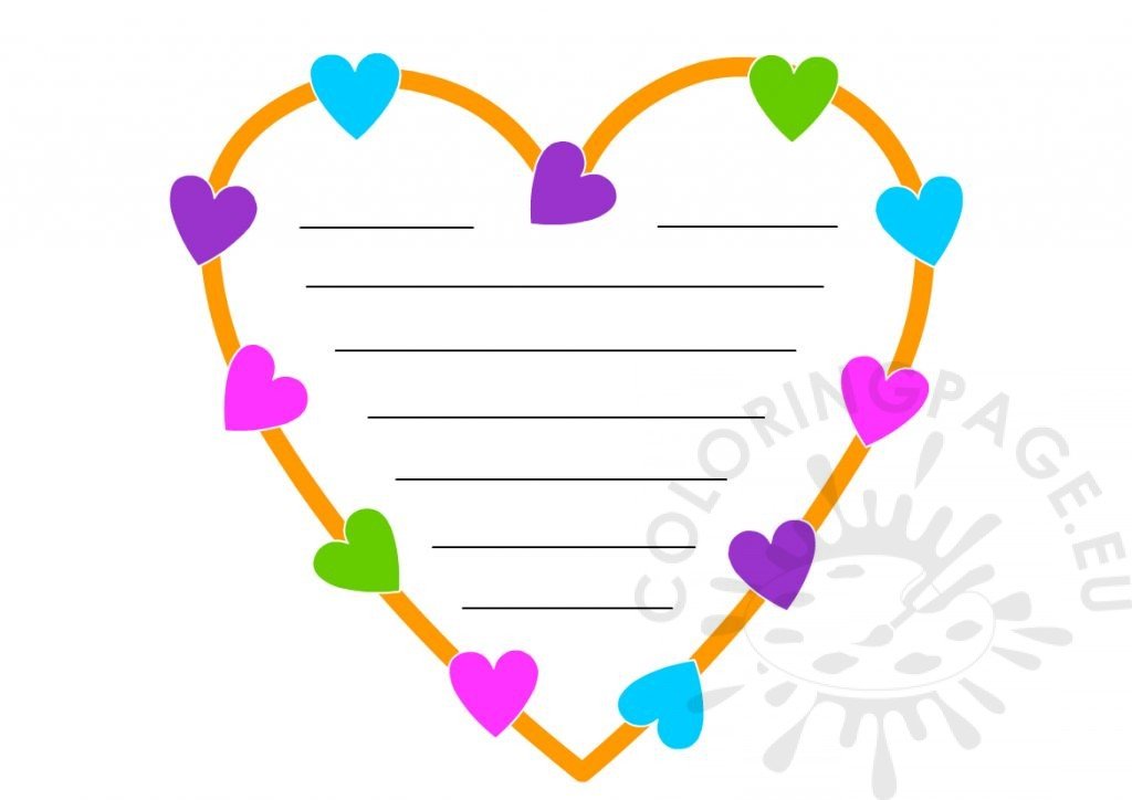 Mother's Day Heart writing paper printable Coloring Page