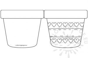 Mother's Day flower pot with hearts template | Coloring Page
