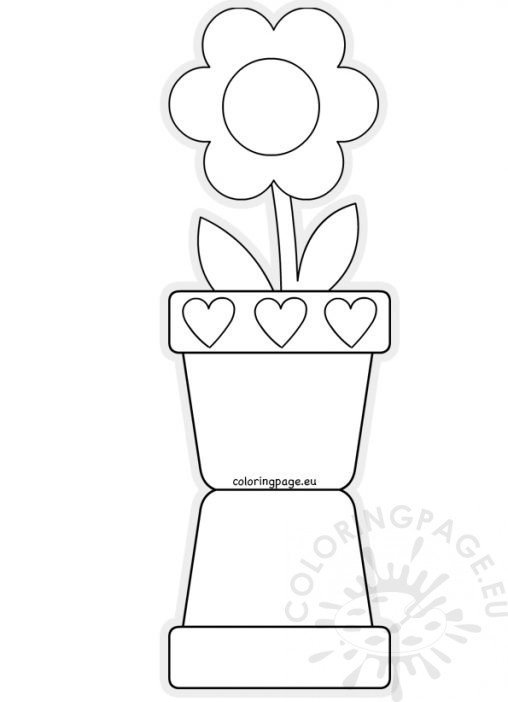 Flower pot shaped card template Mother's Day | Coloring Page