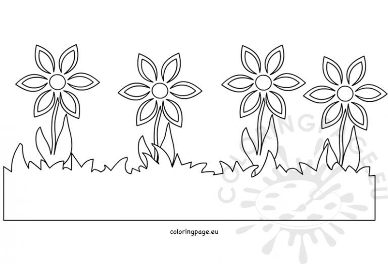Spring grass and flowers border | Coloring Page