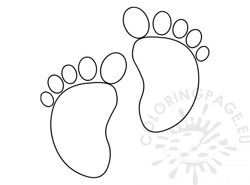 Baby Footprints Blue template Coloring Page