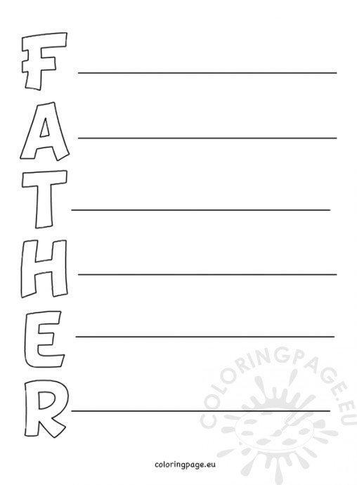 Father's day acrostic poem Printable | Coloring Page
