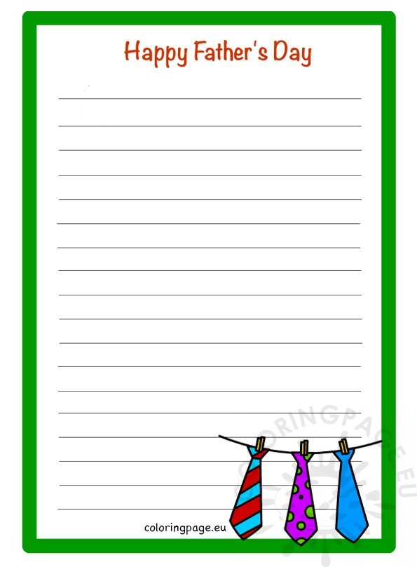 Father's Day Printable writing paper - Coloring Page