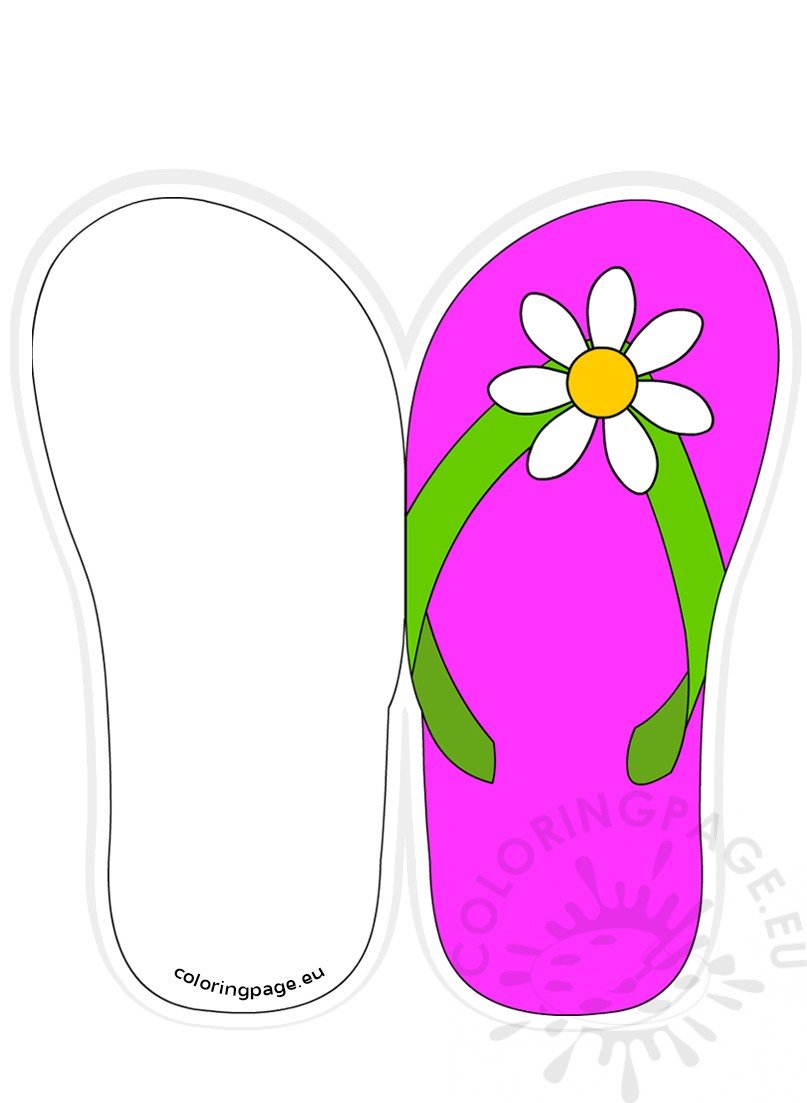 Summer flip flop card printable | Coloring Page