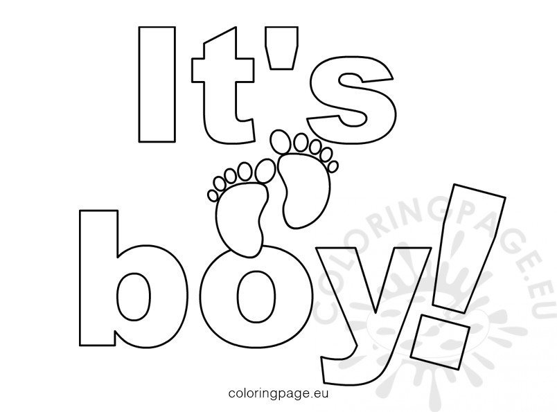 Its A Boy Lettering coloring page Baby Shower - Coloring Page