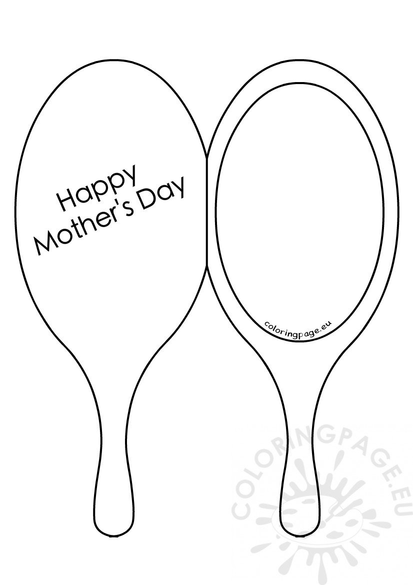 Download Printable Mother's Day card Hand Mirror - Coloring Page