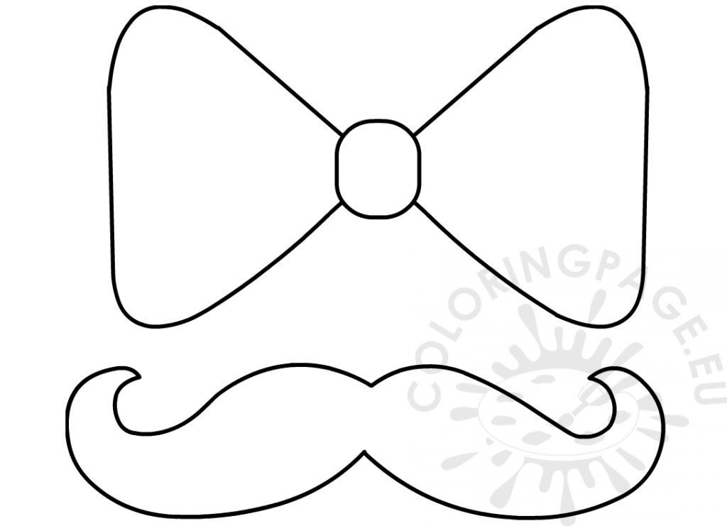 Mustache and bow tie template | Coloring Page