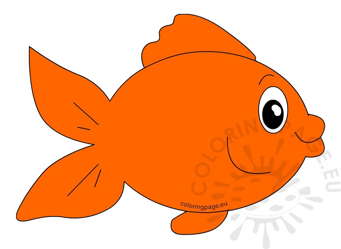 Download Cute orange fish cartoon vector image - Coloring Page