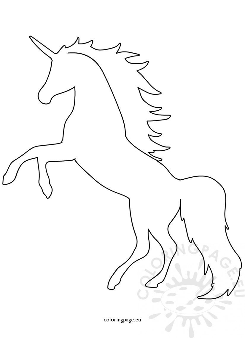 Printable Unicorn Shape Template Coloring Page