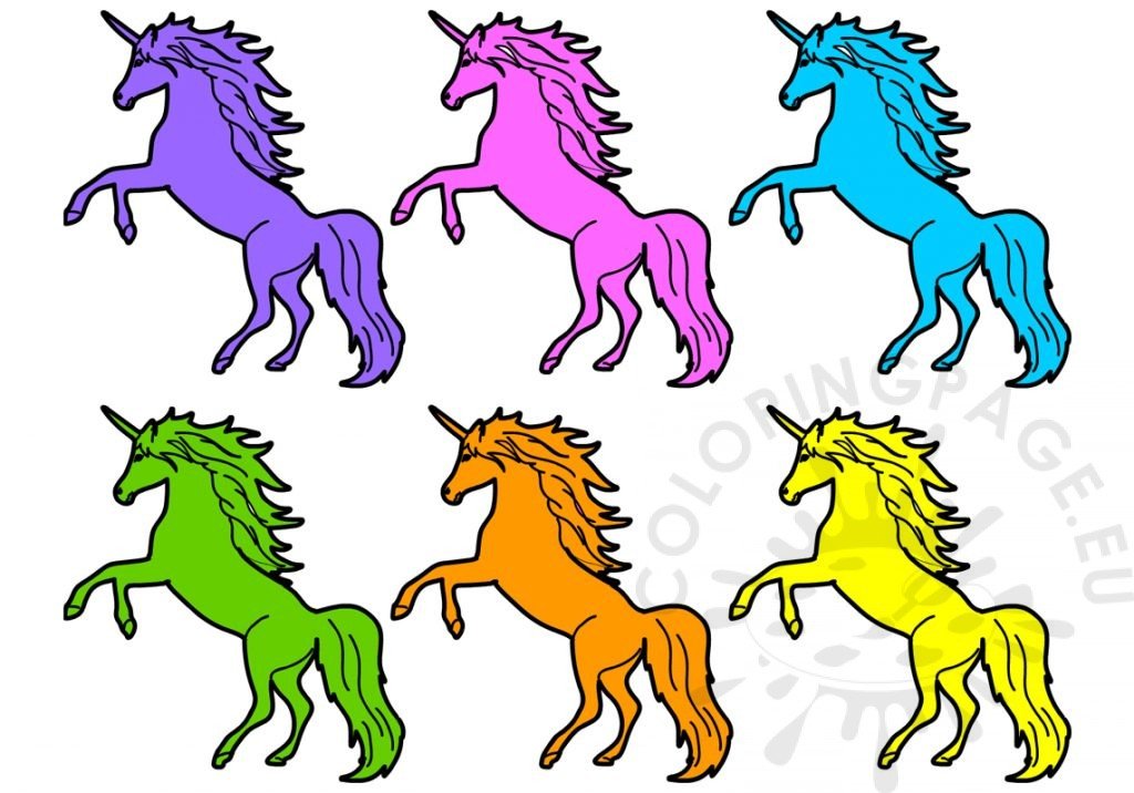 Vector Illustration colorful unicorns | Coloring Page