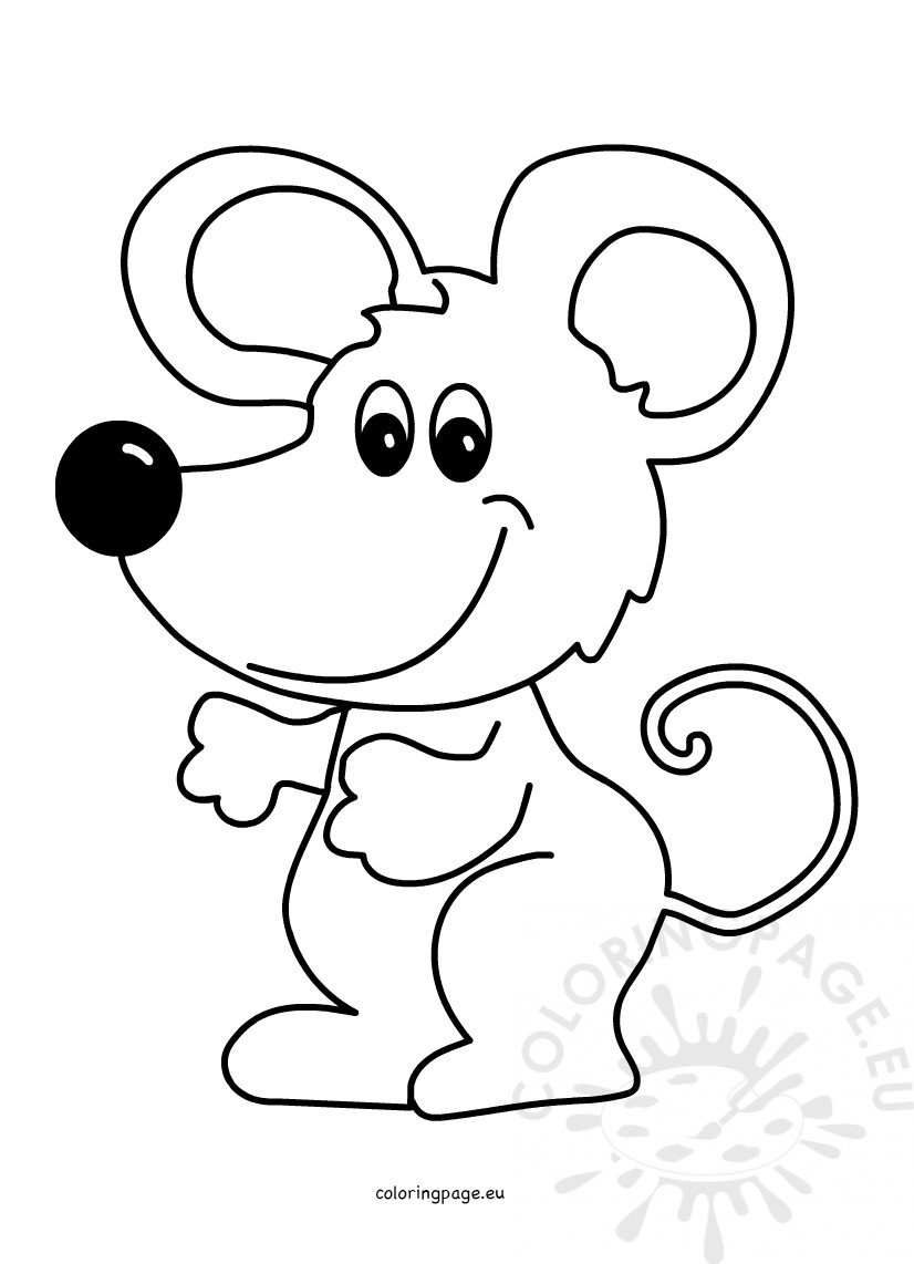 Vector illustration Cute mouse cartoon | Coloring Page