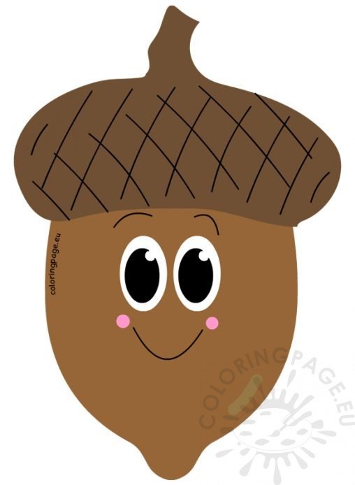 Funny Cartoon Acorn Character image | Coloring Page