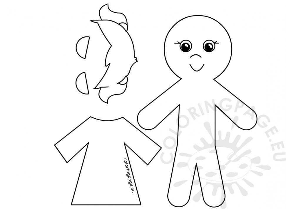 Girl Paper Doll Template printable | Coloring Page