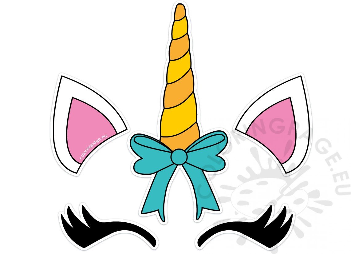 Unicorn face with bow printable – Coloring Page