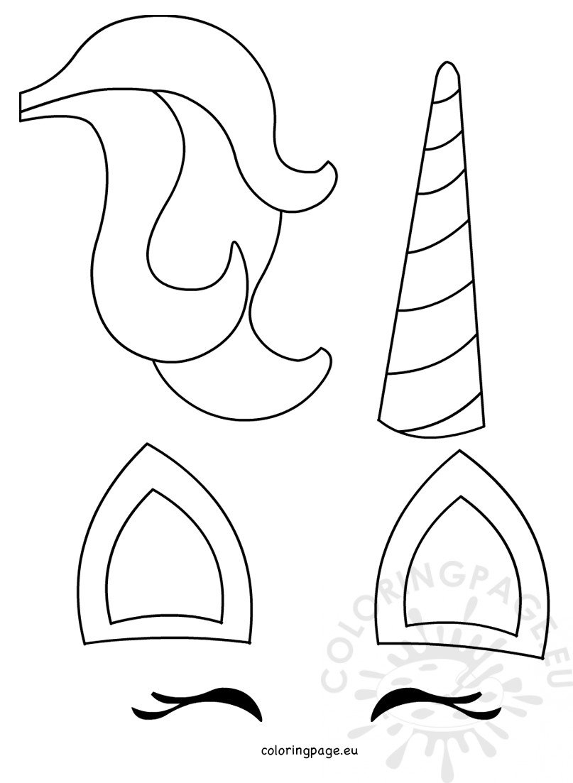 Unicorn paper craft template Coloring Page