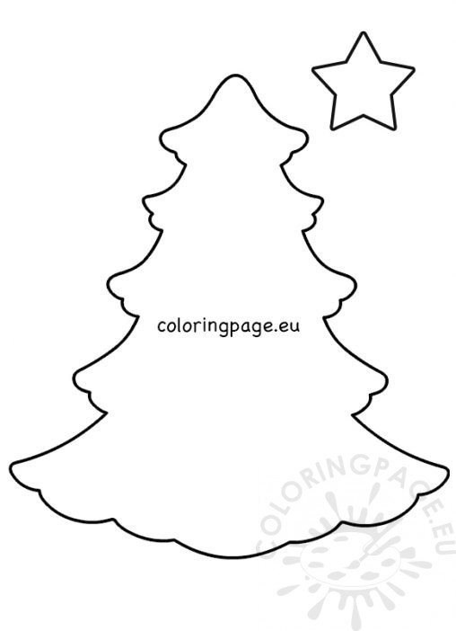 Large Christmas Tree Template Cut Out Coloring Page