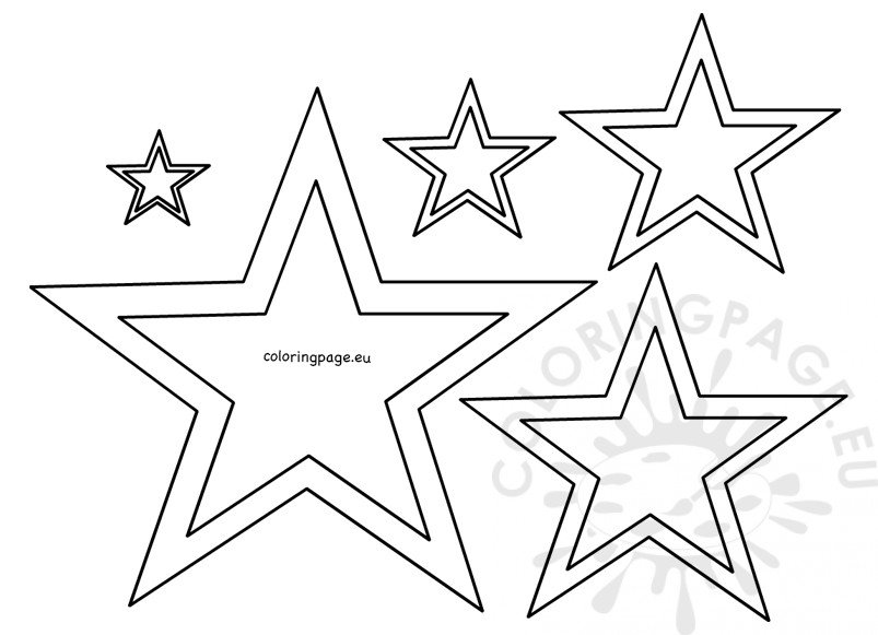 Different size star stencil template – Coloring Page
