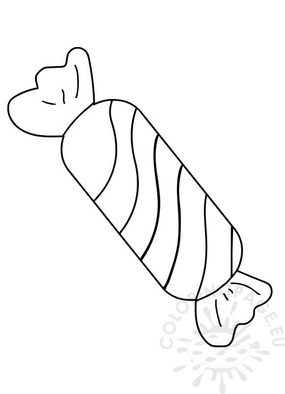 Large Long Wrapped Candy Template Coloring Page