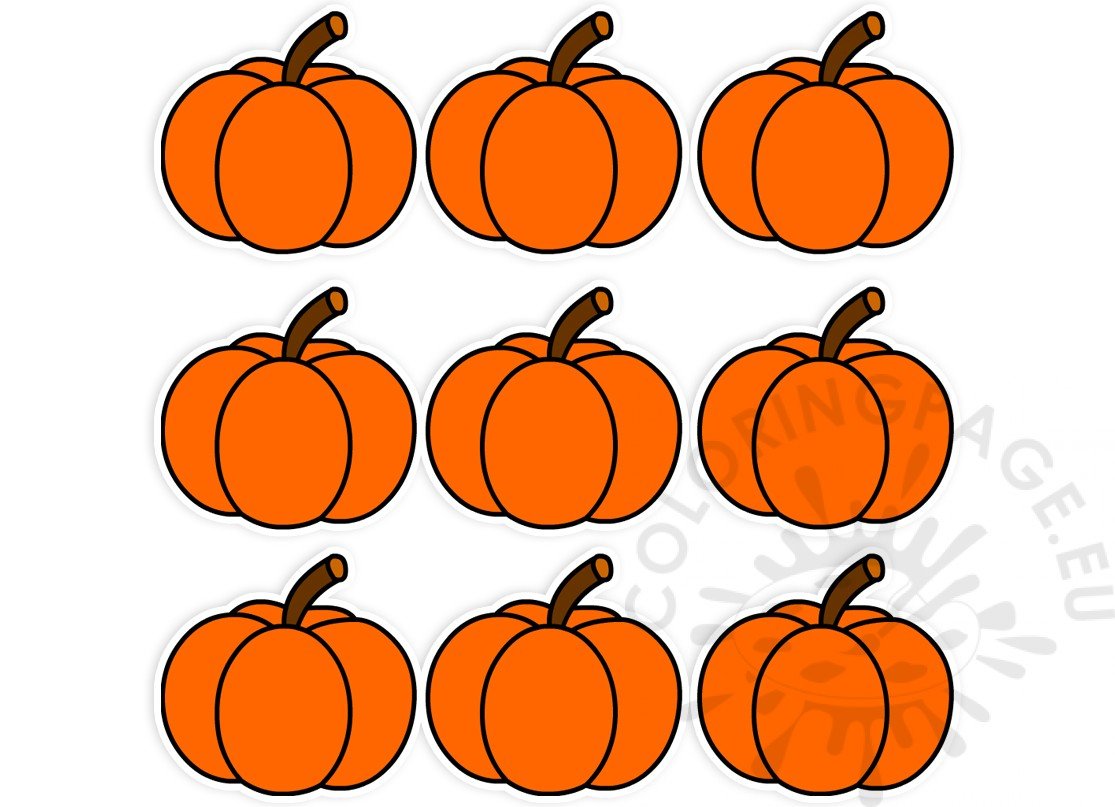 Set Orange pumpkin vector illustration Coloring Page