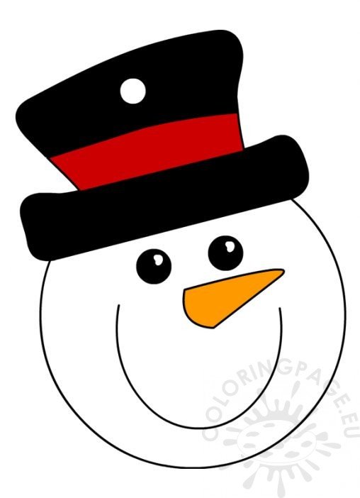 Snowman Head with Top Hat Ornament Christmas Coloring Page