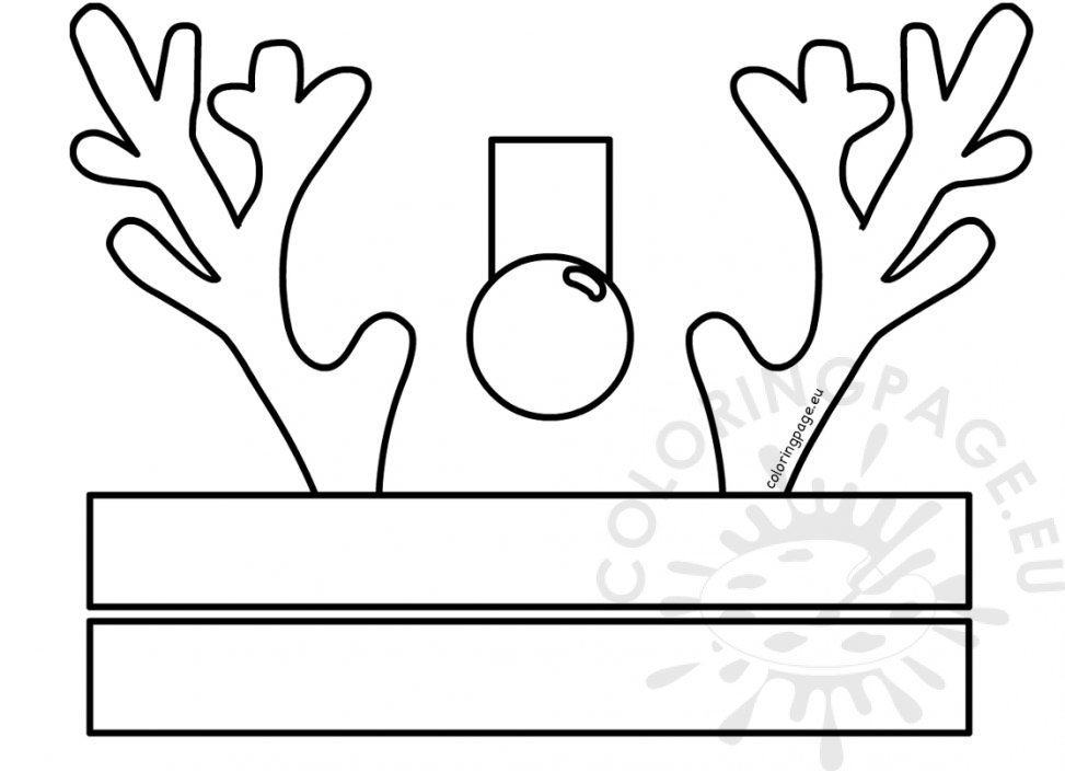 Reindeer hat craft template Coloring Page