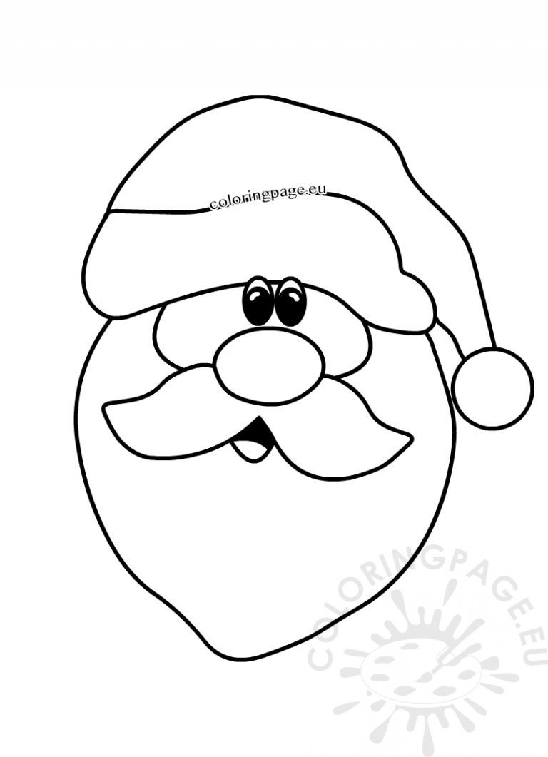 Christmas Drawings Happy Santa Claus Face | Coloring Page