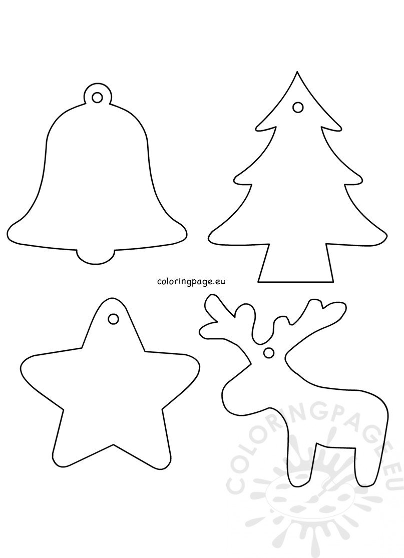 4 Christmas Felt Ornament Patterns Coloring Page