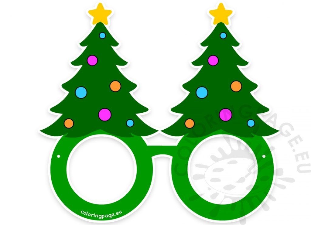 Christmas Tree Glasses Paper Craft Printable Coloring Page