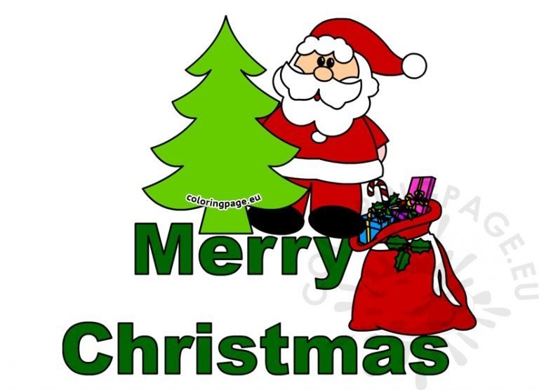 Colorful Merry Christmas letters printable Coloring Page