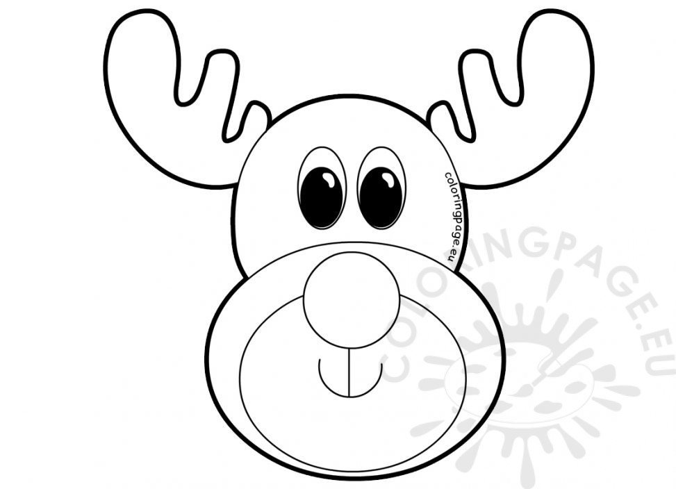 Reindeer Rudolph Christmas Face Printable Coloring Page