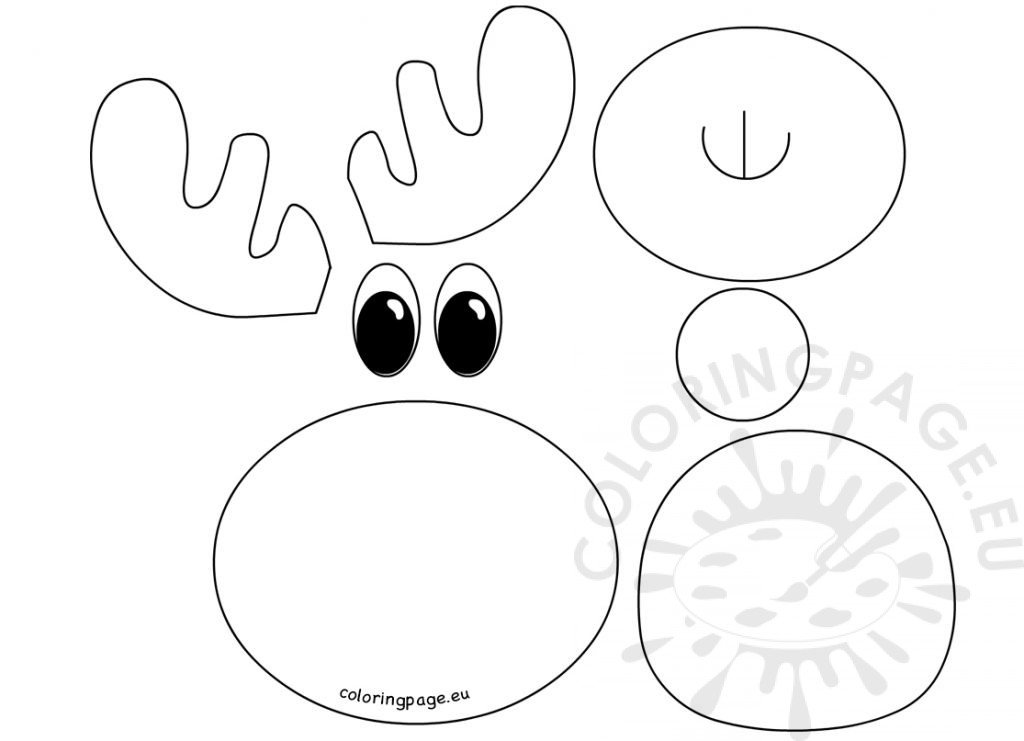Rudolph Reindeer Christmas Craft Template Coloring Page