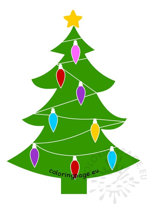 Christmas tree with lights Vector Cartoon Clipart