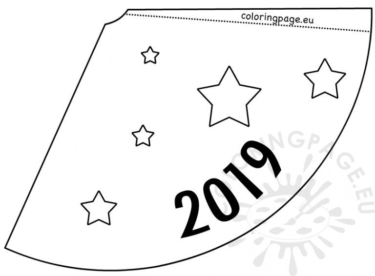 Printable New Year Eve Hat 2019 template | Coloring Page