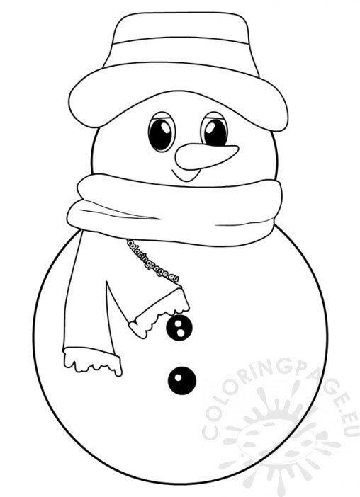 Simple snowman color sheets preschool | Coloring Page