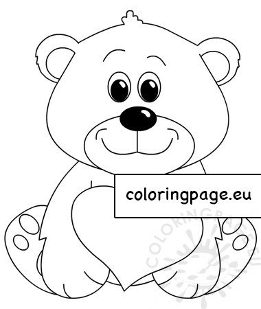 teddy bear with heart valentine's day  coloring page
