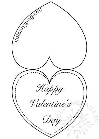 printable heart valentine card template  coloring page