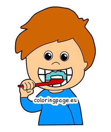 Kid brushing teeth clipart
