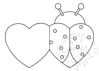 ladybug heart card template spring craft  coloring page