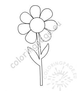 Daisy stem flower leaves template | Coloring Page