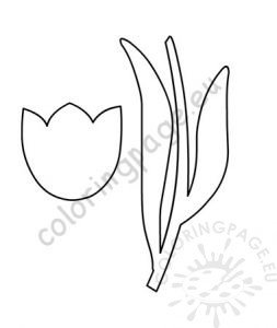 Printable tulip flower Tulip with stem template – Coloring Page