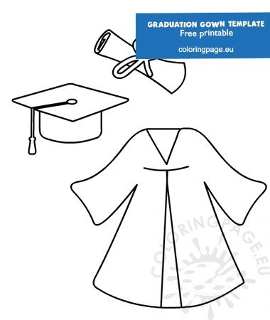 Preschool graduation gown template – Coloring Page