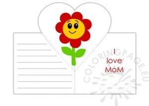Printable Mother's Day heart flower card | Coloring Page