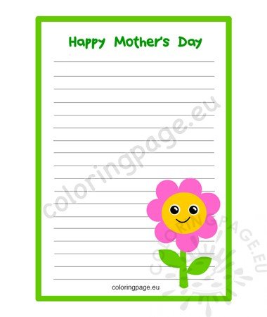 mothers day writing paper flower