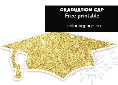 Gold Glitter Graduation hat printable – Coloring Page