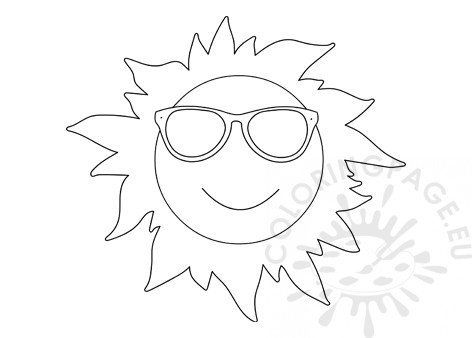 Download Smiling sun with glasses - Coloring Page