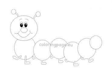 Caterpillar trace line worksheet | Coloring Page