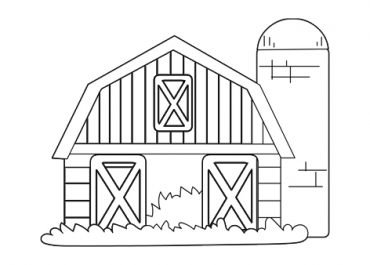 Farm house black and white | Coloring Page