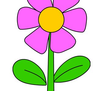 Flower with leaf template – Coloring Page